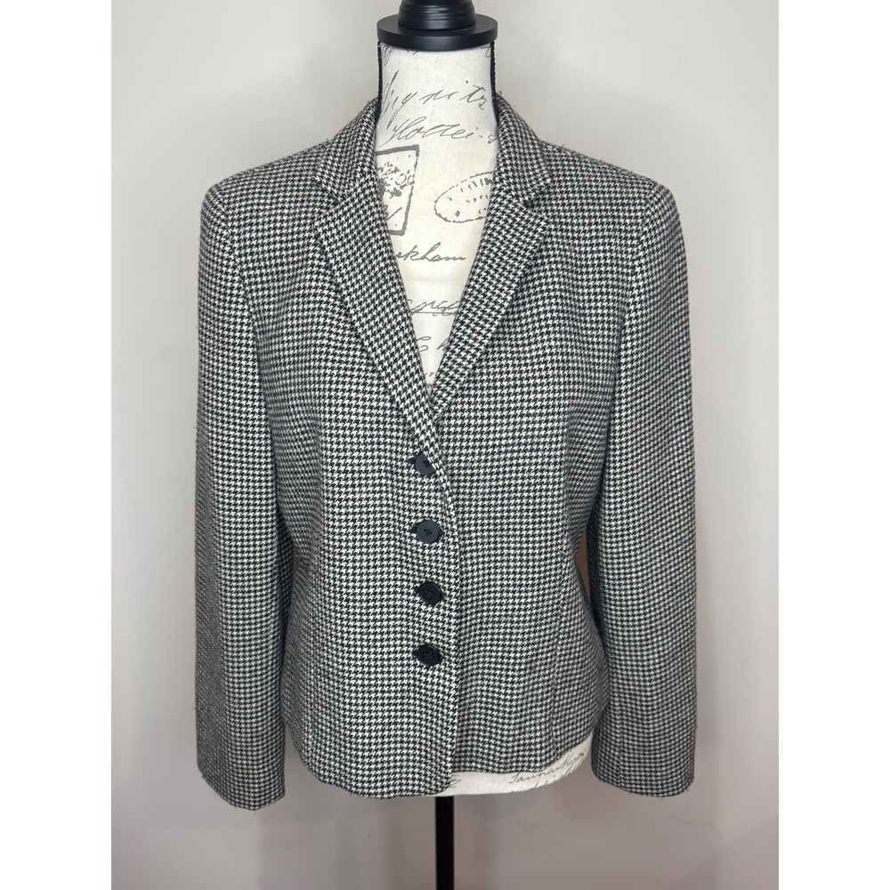 Vintage Lauren Ralph Lauren 100% Wool Houndstooth 4 Button Blazer sz 10